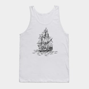 Antique Sailboat Sketch Tank Top